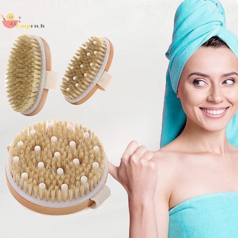 EMCH > 1 Pçs Esfoliante De Madeira Massagem Corporal Escova De Banho De Cerdas Naturais Macio SPA Mulher Homem Cuidados