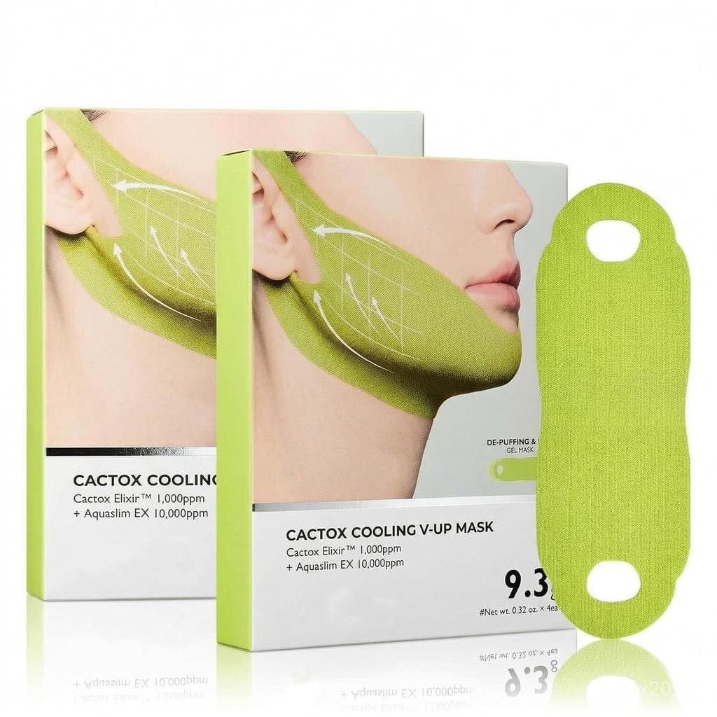 A máscara facial para contorno da mandíbula inferior, para uso matinal, possui um efeito, contém colágeno e foi