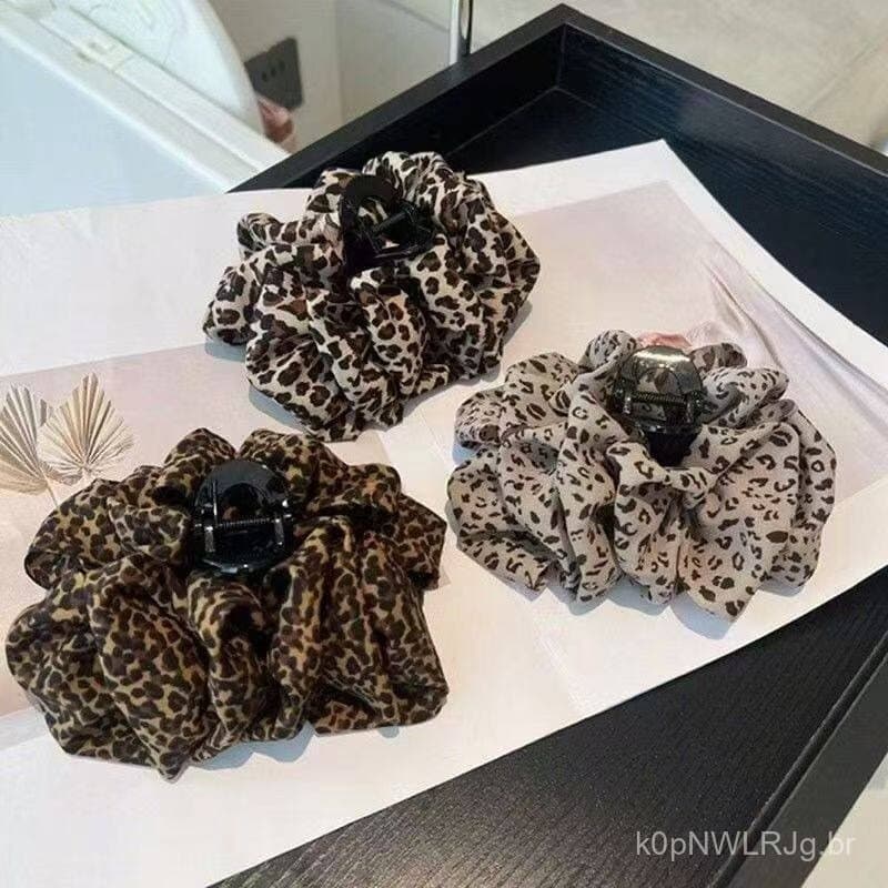 Leopardo impressão nuvem bolha Grab clip feminino novo estilo volta cabeça cabelo tubarão clipe cocar