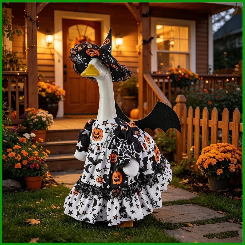 Halloween Varanda Ganso Roupas Chapéu De Bruxa Vestido De Abóbora Acessórios De Fantasia 23 Polegada De Para tongmy