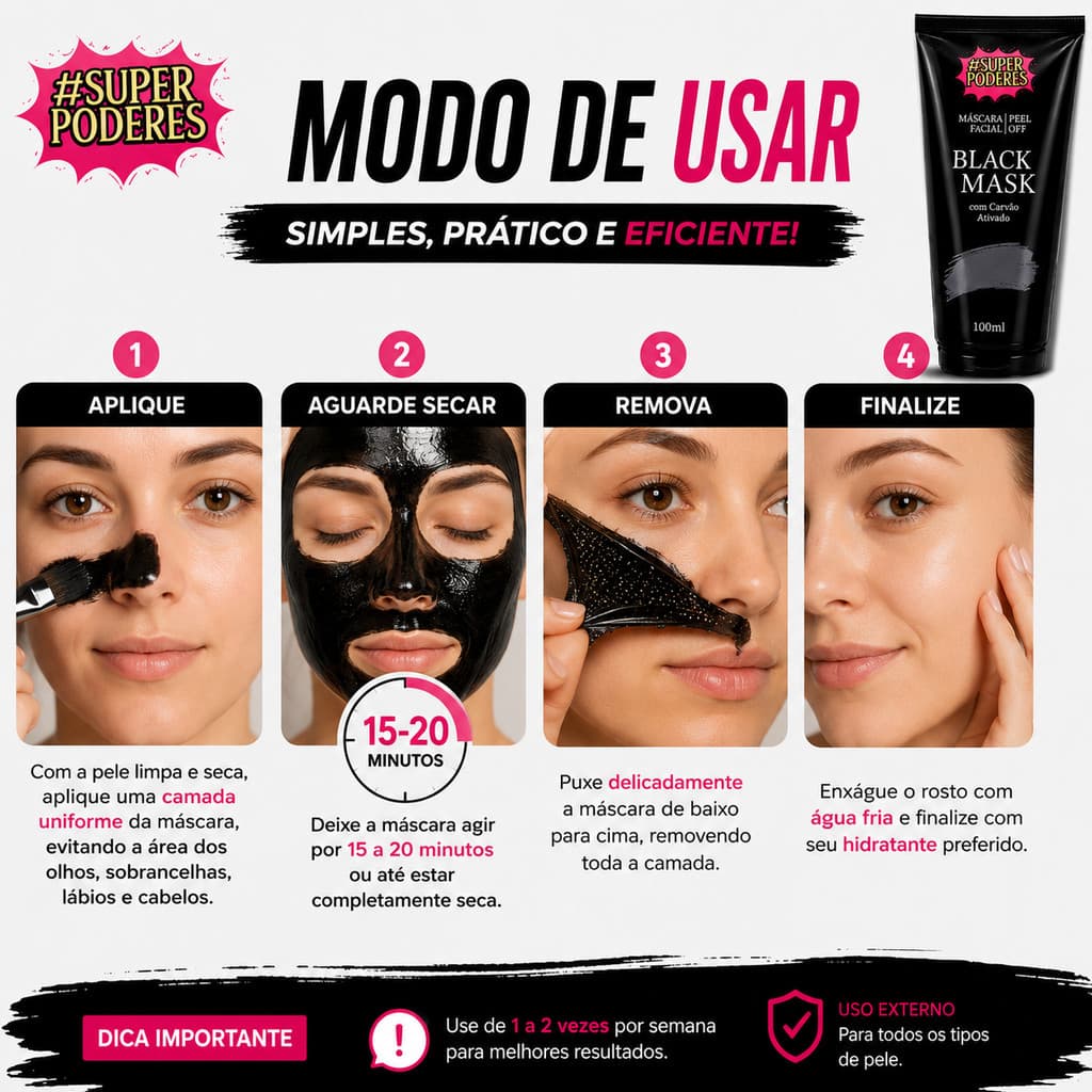 Mascara Facial Peel Off Mack Mask com carvão Ativado 100g