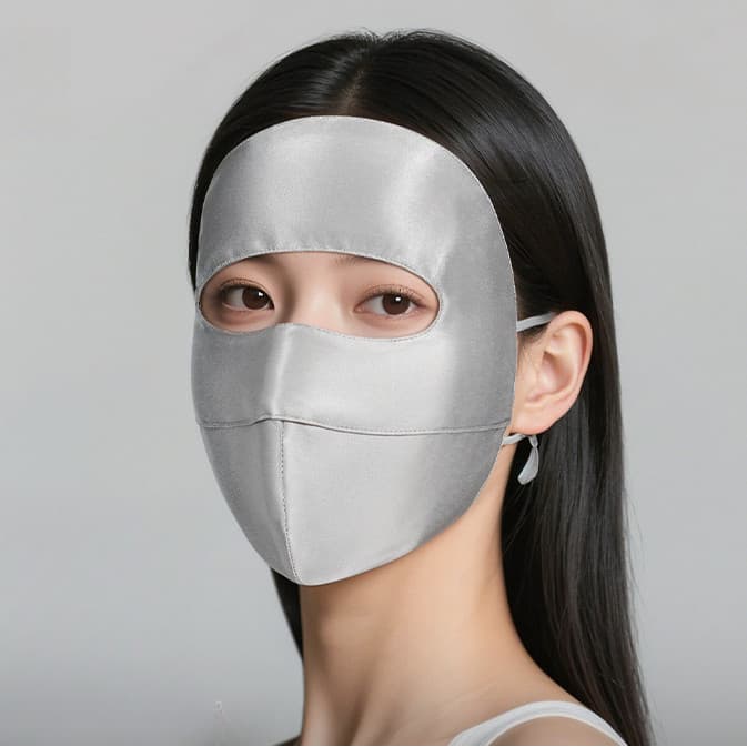Máscara Facial Completa De Seda Amoreira Para Mulheres Com Suporte Cartilagem , Proteção UV UPF 50 + , Guarda-Sol Respir