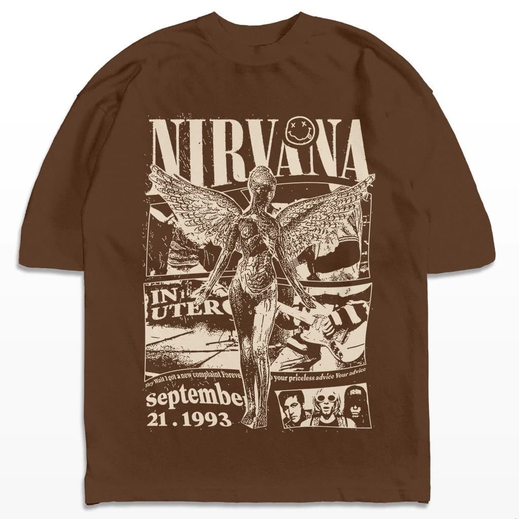 Camiseta Streetwear Nirvana 1993 Vintage Banda Rock Camisa Unissex Estampada Envio Rápido