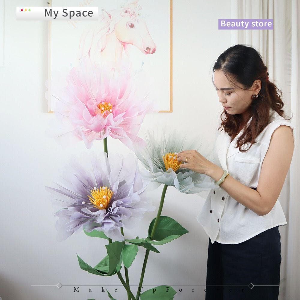 Minha Cabeça De Flor Grande , Exibição De Chão , Peônia Artificial Realista De 50 Cm , Pétalas Fofas Em Camadas , Flores