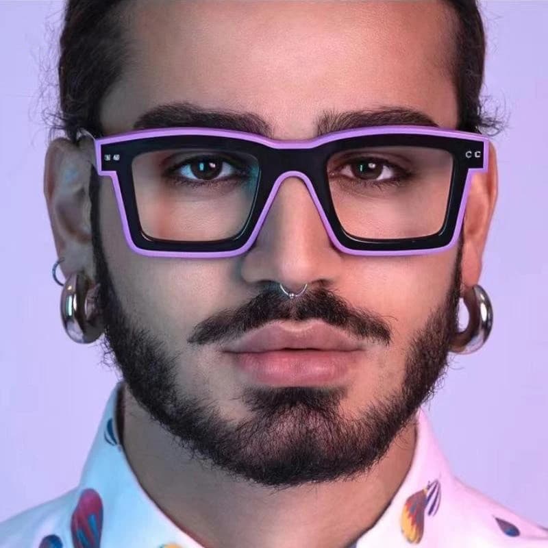 Novos Óculos Modernos para Homens e Mulheres, Anti-Luz Azul, Armação Quadrada Retrô Estilo Punk, Transparente, Roxo para