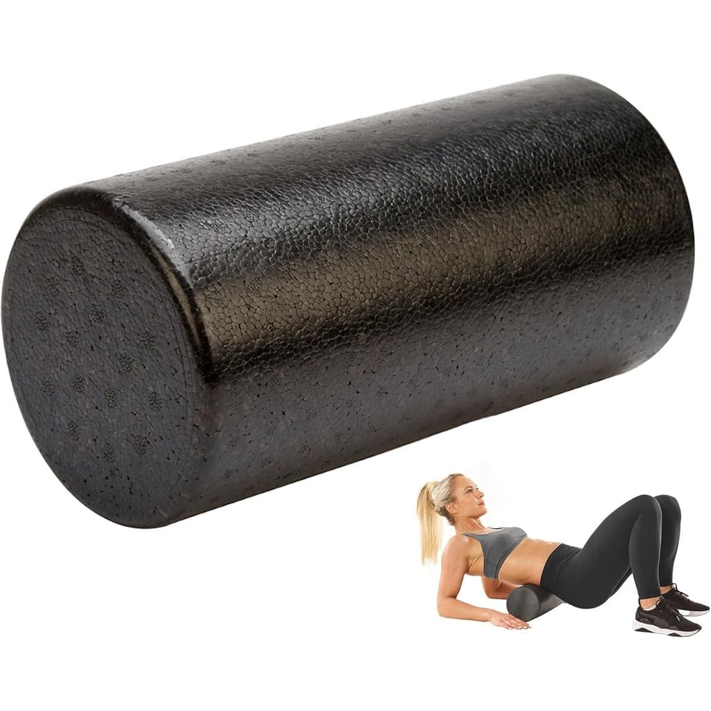 Rolo de Espuma EPP Physioworx para Massagem de Tecidos Profundos |   Design firme e preto de alta densidade para pontos