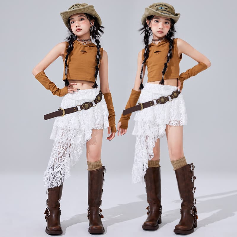 Traje de dança de Jazz meninas estilo Wasteland prática traje passarela dança de rua crianças Hip-Hop na moda traje dese