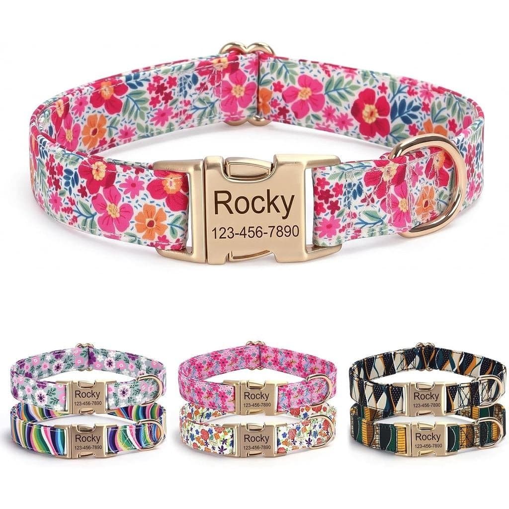 Coleiras Personalizadas com Nome e Número de Telefone, Coleiras Ajustáveis e Confortáveis, Gravadas, para Todos os Taman