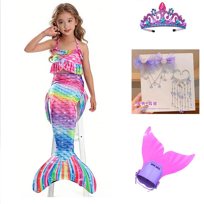 Cauda De Sereia Para Natação Com Monofin Nadar Maiô Traje Cosplay Fantasia Presente De Festa De Halloween