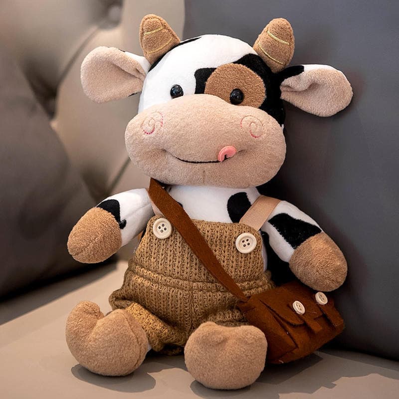 Pelúcia de vaca fofa, macacão de pelúcia, suéter com tema do zodíaco, brinquedo, presente de aniversário infantil.