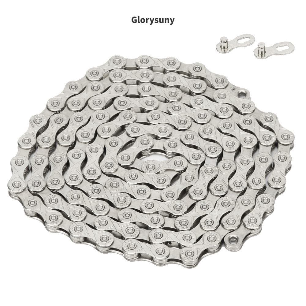 Corrente De Bicicleta GLORYSUNY , De Aço De 116 Links , Acessórios De Mountain Bike Prateados De 10 Velocidades 1/2 " x