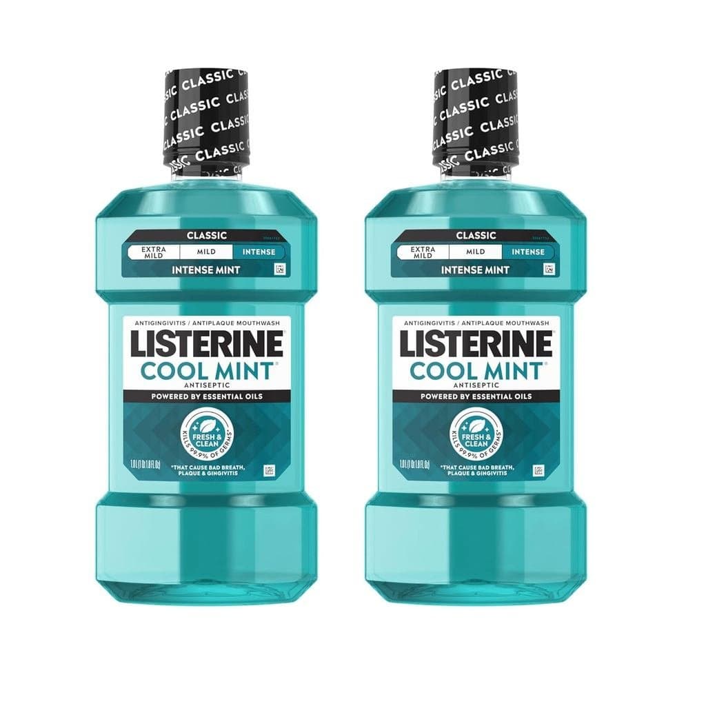Enxaguante bucal antisséptico Listerine Cool Mint Intense, enxágue oral diário que elimina 99,9% dos germes que causam m