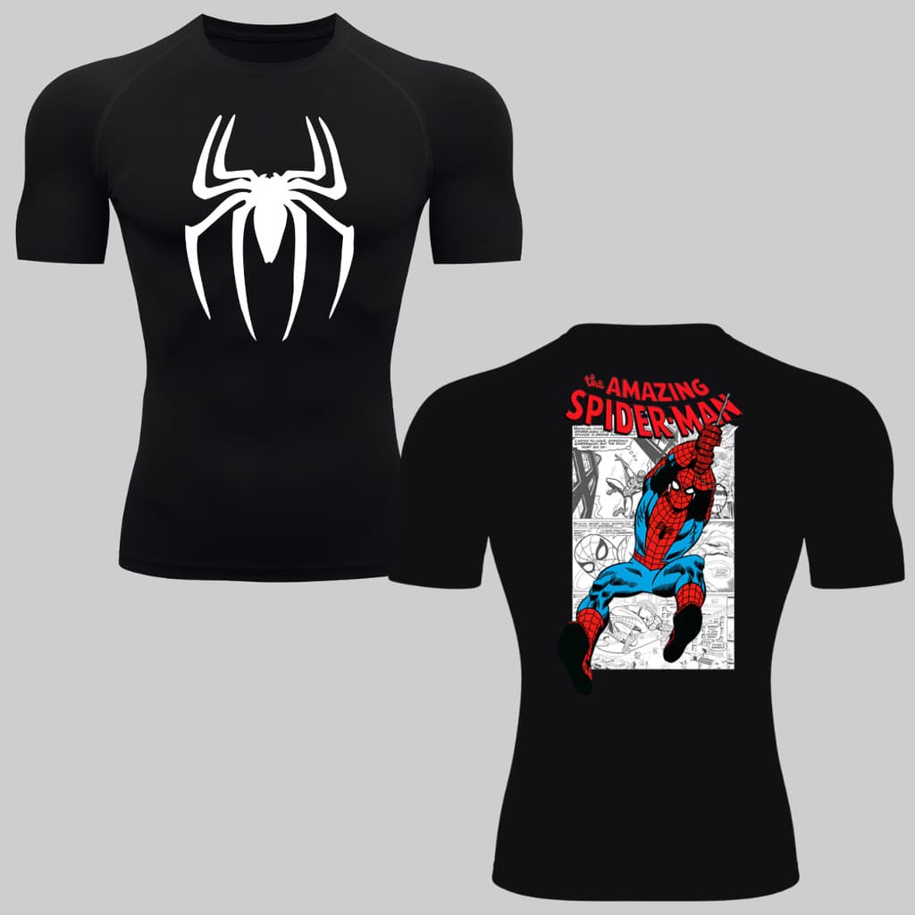 Camiseta de Compressão Homem-Aranha Manga Curta Proteção UV