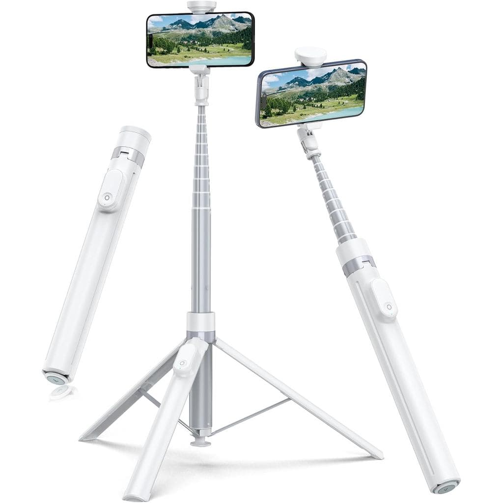 TONEOF Tripé Automático para Telefone de 66" com Controle Remoto Magnético Recarregável, Bastão de Selfie 360 °   Rotaci