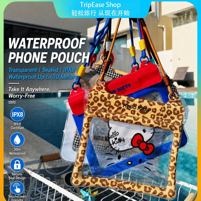 Bolsa de Cintura Impermeável para Telefone com Grande Capacidade, Compatível com Tela Sensível ao Toque, Airbag Transpar