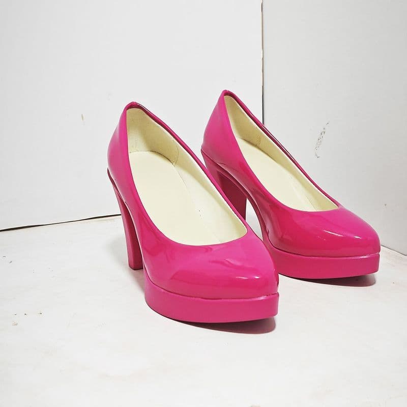 2.5 tentação Dimensional anjo lírio Ello Meili Ella cosplay brilhante rosa vermelho salto grosso salto alto