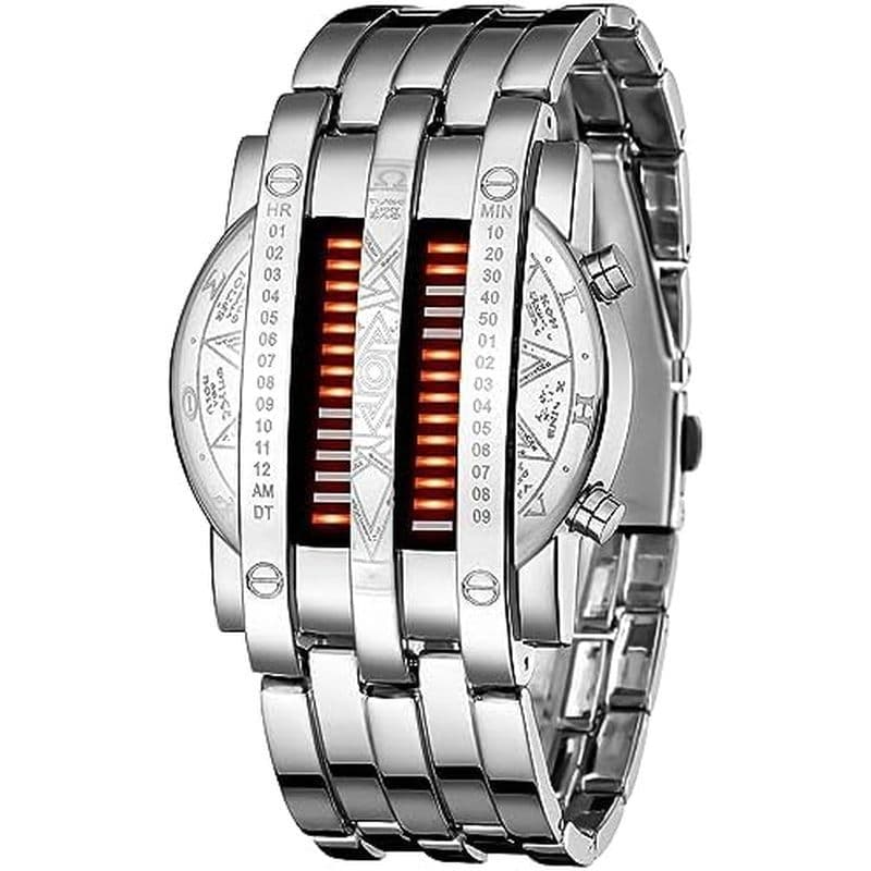 FANMIS Creative Mens Binário Matrix Azul LED Relógio Digital Banhado A Preto | Moda Masculina Clássico À Prova D'água Ba