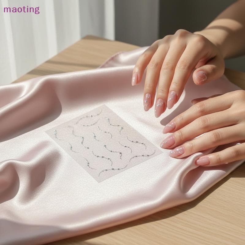[maoting] Corrente De Estrelas De Luxo Para Unhas , Holografia , Linhas Onduladas Douradas E Prateadas , Stiers De Brilh