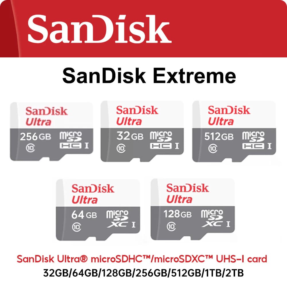 Cartão Flash Micro SD TF 32GB 512GB Ultra A2 Class10 UHS-1 De Memória Para Tablet Celular