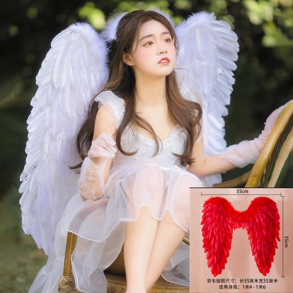 Acessórios Essenciais para Halloween e Dia dos Namorados: Asas de Anjo de Plumas para Adultos, Dupla Função, para Fotos