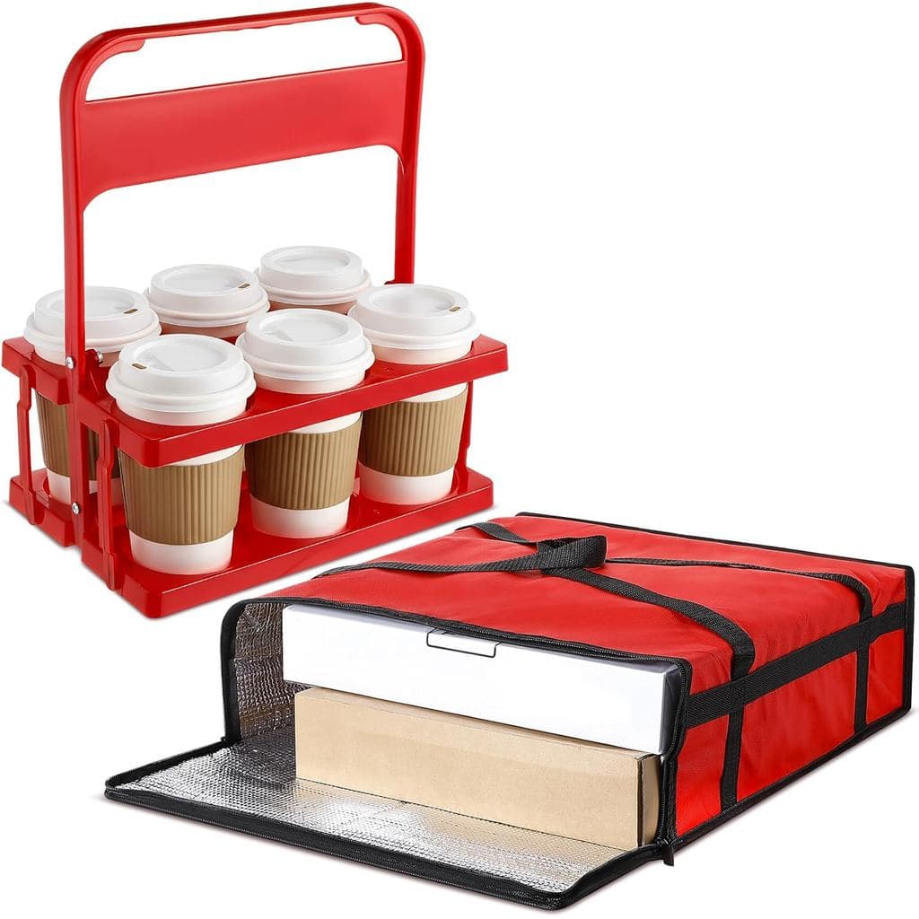 Bolsas Térmicas para Pizza LemonRoad para Entrega com Suporte Portátil de Plástico para Bebidas, Bolsa Térmica Reutilizá