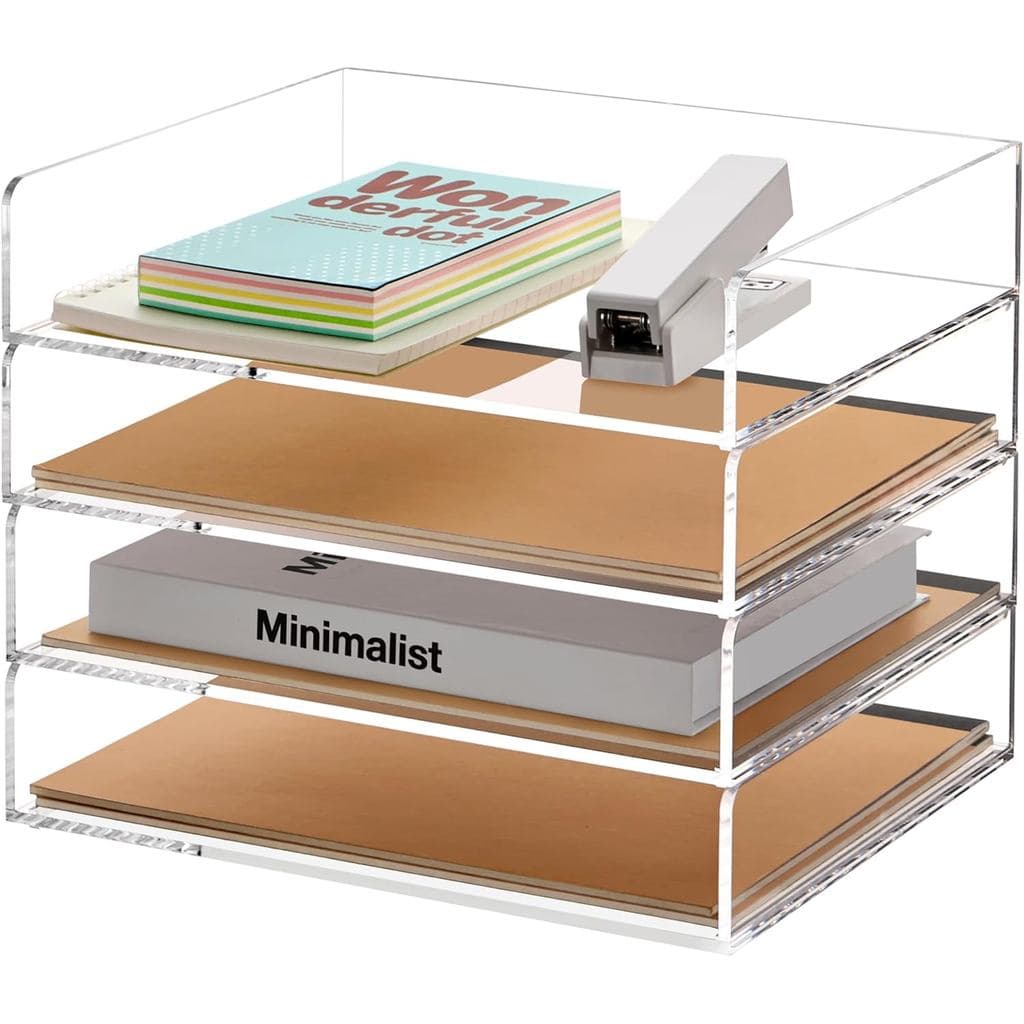 Organizador de Mesa em Acrílico, Organizador de Papel Empilhável, Bandeja para Cartas, 4 Níveis |   Organizadores e Aces