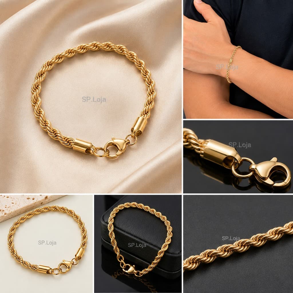 Pulseira masculina trançada