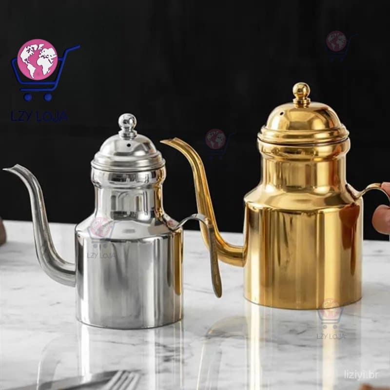Pote de Óleo GIOVANNI, Garrafa de Aço Inoxidável à Prova de Ferrugem em Estilo Árabe, Dispensador de Vinagre com Bico Lo