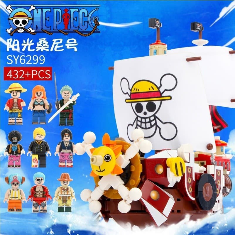 Conjunto 9: Modelo One Piece + Blocos de construção do navio Sunshine 4MMQ