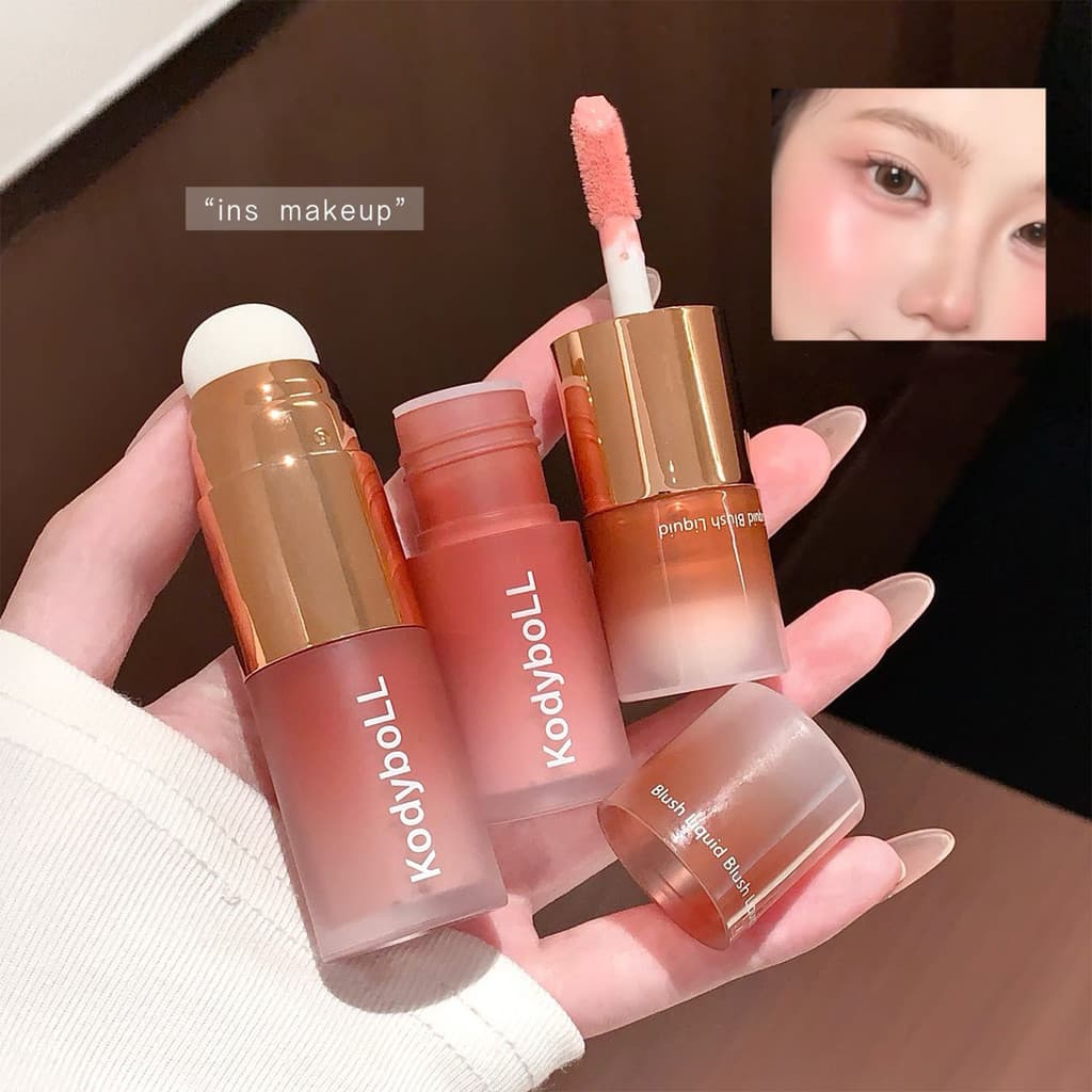 Kodybolll 2 Em 1 De Longa Duração À Prova D'água Líquido Blush Varinha Com Controle De Sebo Matiz Facial De Veludo Espon