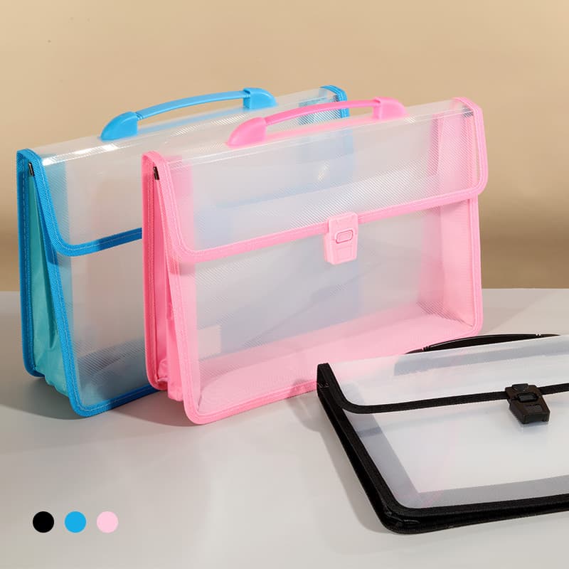 Bolsa de arquivo portátil de conferência alargada espessada a4 Bolsa de botão de pressão tridimensional Horizontal Bolsa