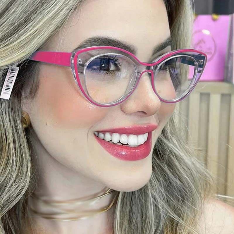 Claro Anti Luz Azul Óculos Femininos Senhoras Moda Dupla Cor Olho De Gato Armações Novo Computador Óptico Comum