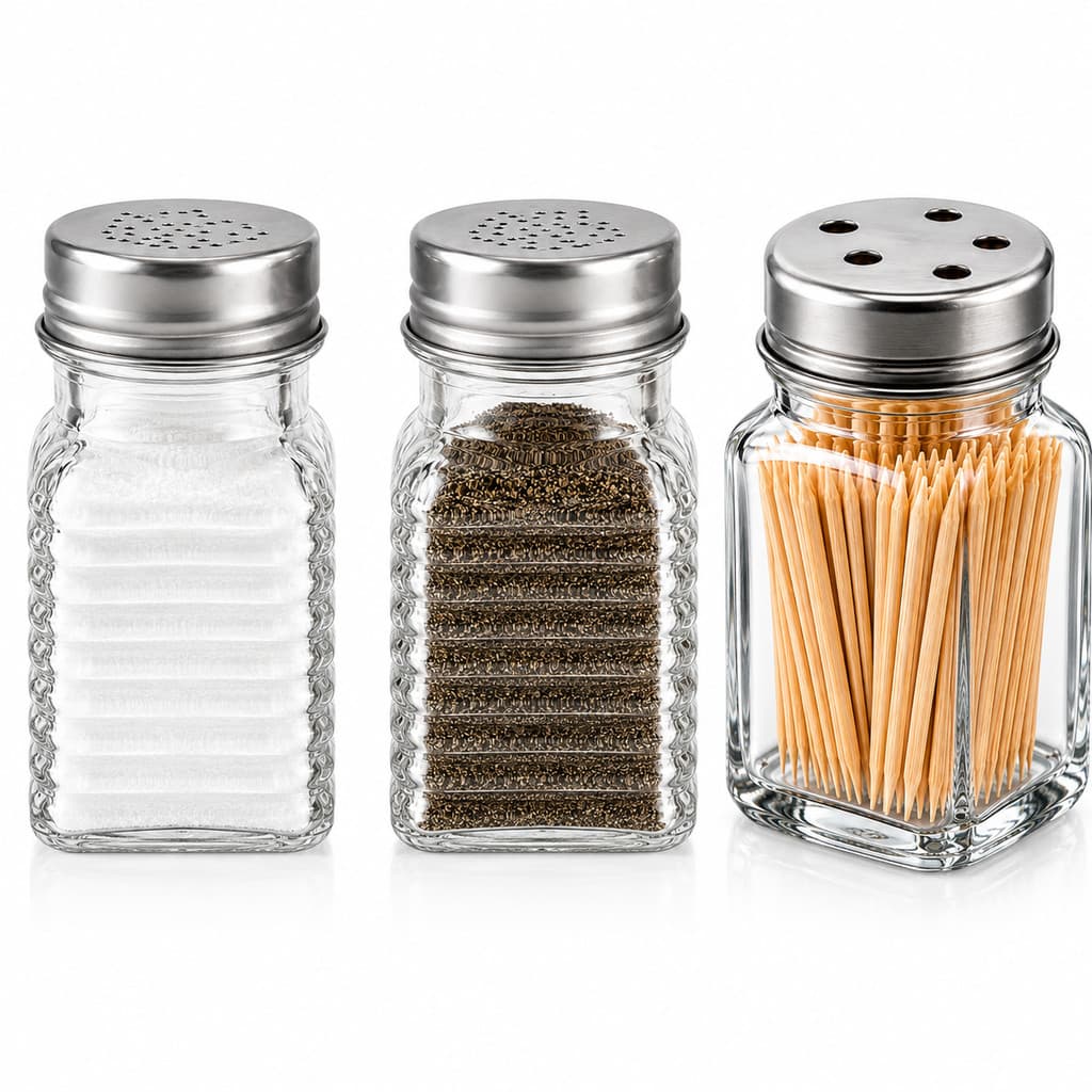 Kit Saleiro Pimenteiro Paliteiro Vidro Organizador Mesa 80ML