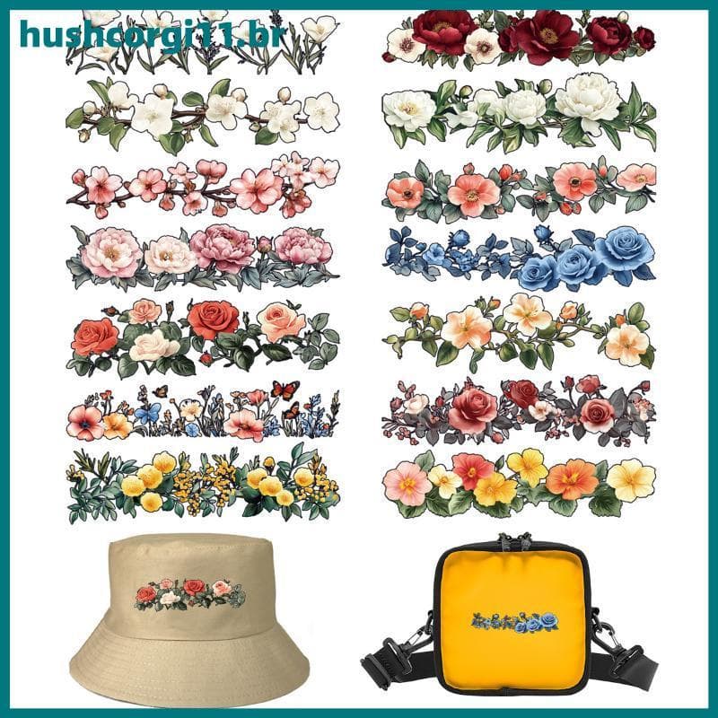 HUSH 7/14 Unidades Lindos Remendos De Transferência De Calor De Flores Em Roupas Fáceis De Cortar Vinil Térmico Para De