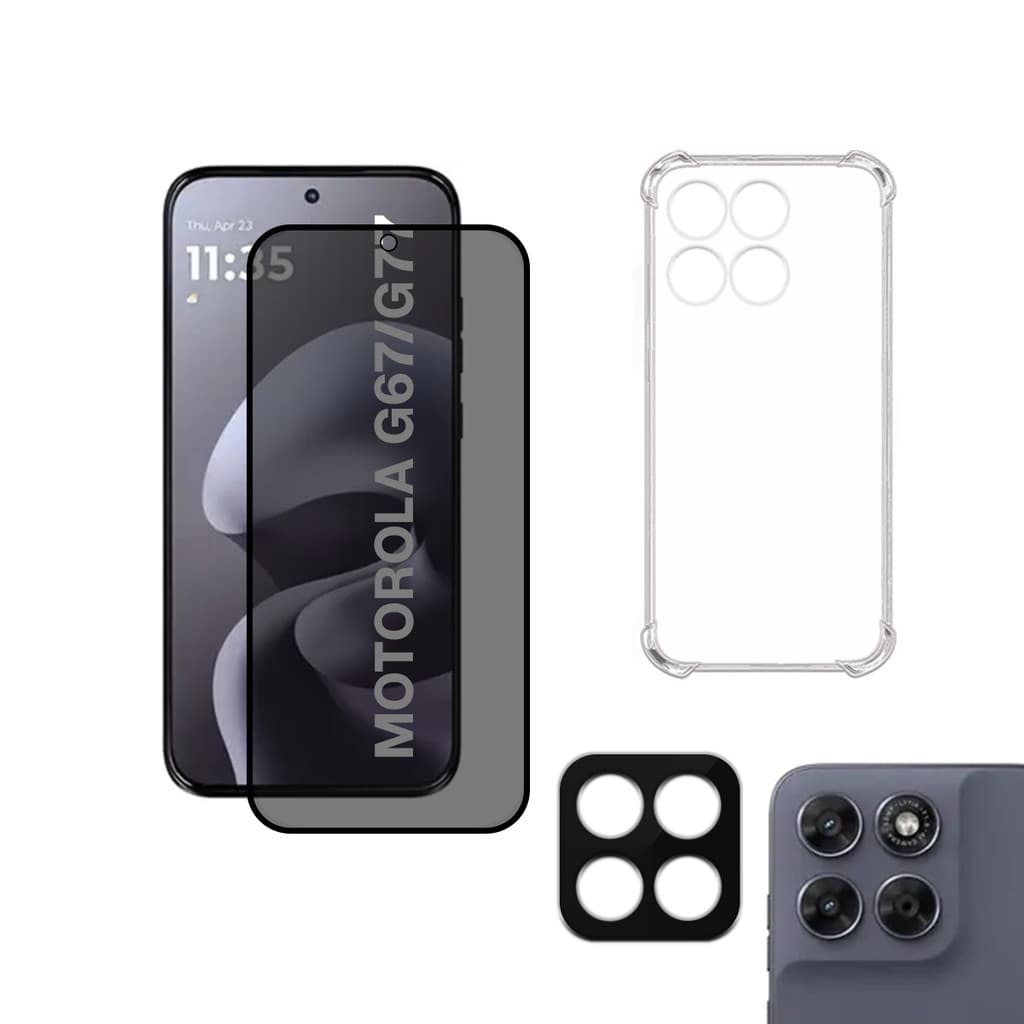 Kit de proteção para Motorola G67 / G77 | Película de privacidade fosca capa película da câmera