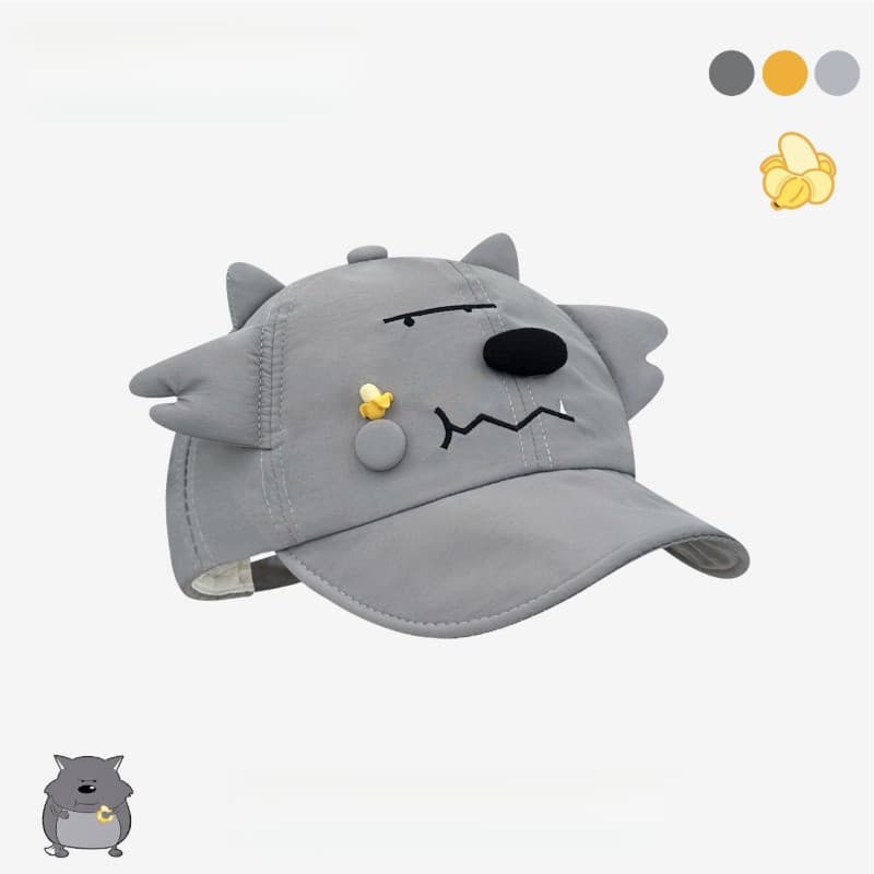 Boné de beisebol estilo japonês com desenho de lobo banana, divertido e fofo, com proteção solar e versátil, um ótimo pr