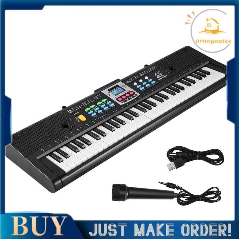 61 Teclas Piano Eletrônico Música Digital Teclado Instrumento Musical Presente Com Microfone Para Crianças Iniciantes