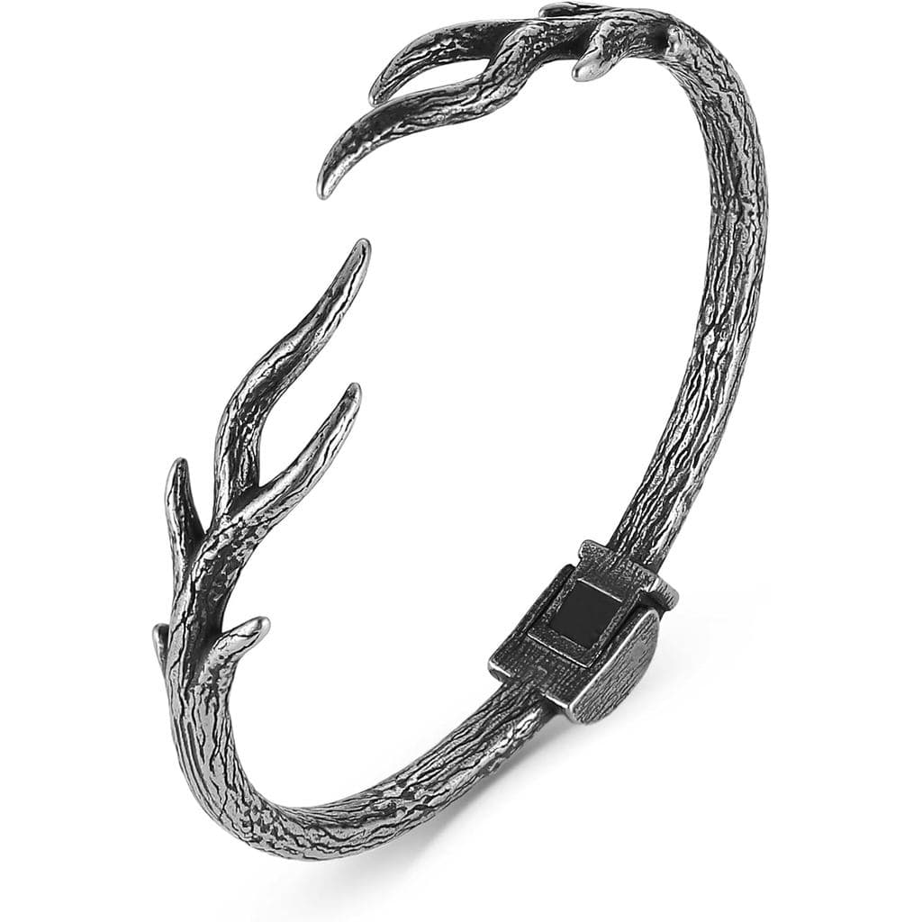 Pulseira Aberta em Forma de Ramo da Árvore da Vida HZMAN para Homens e Mulheres, Bracelete Ajustável em Aço Inoxidável