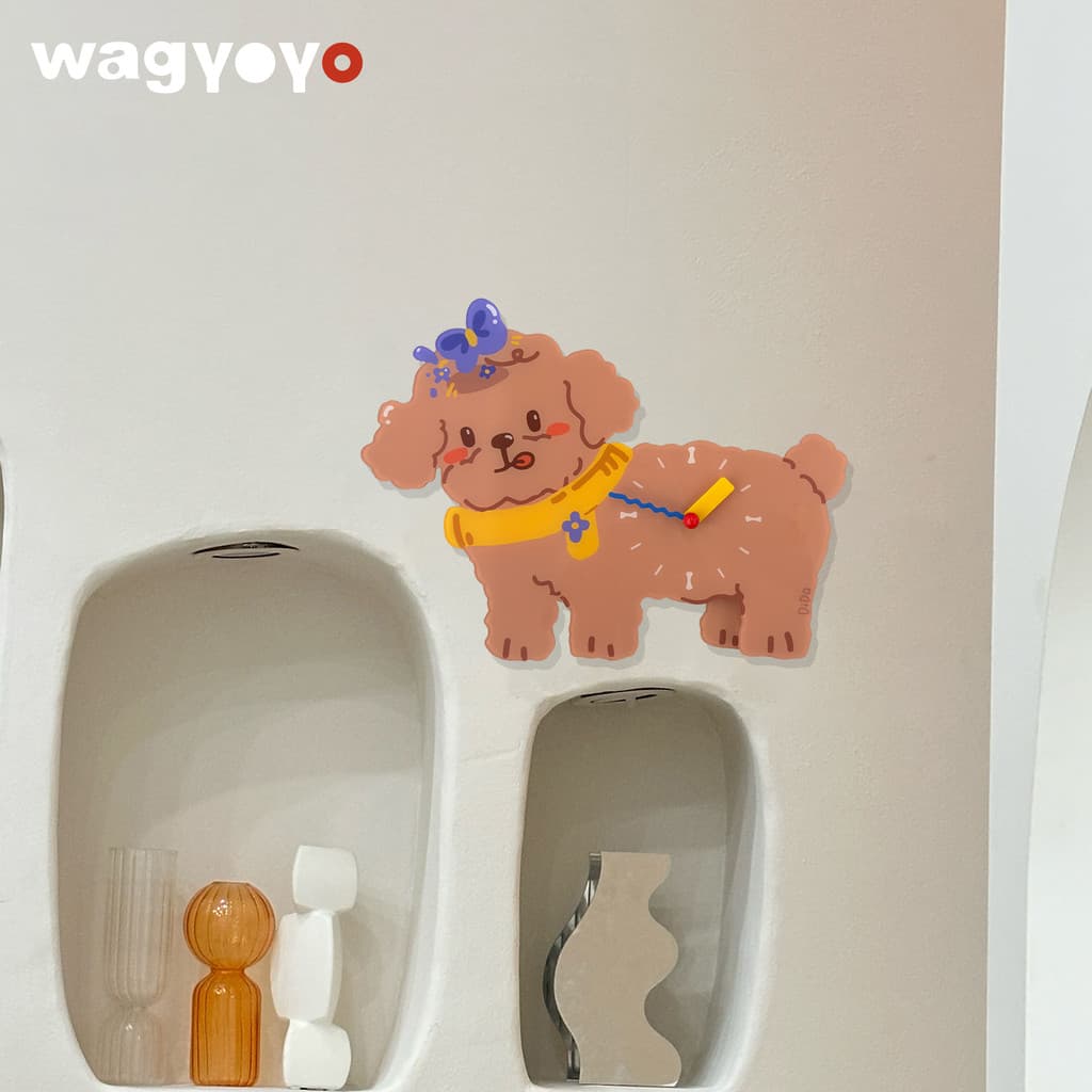 Original pequeno Teddy relógio de parede relógio decoração arte macio criativo bonito filhote de cachorro relógio de par