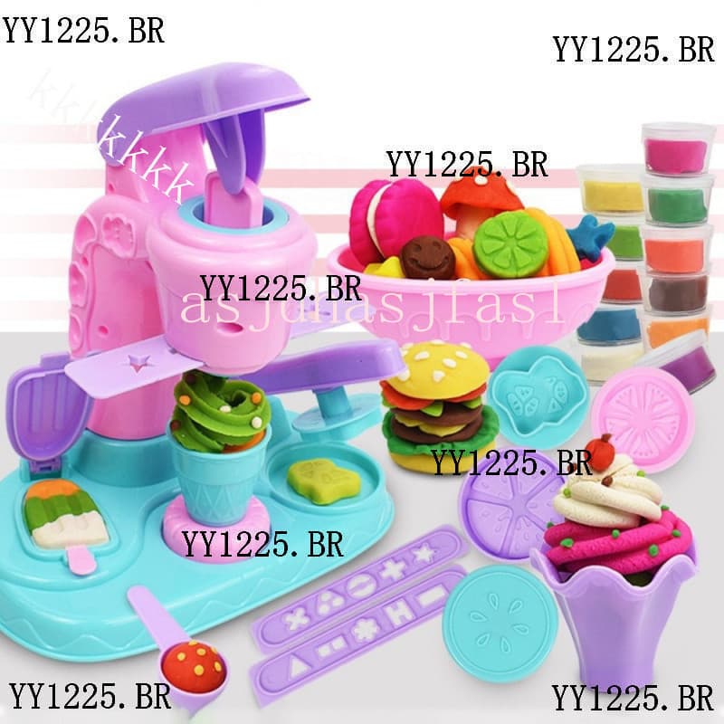 Conjunto De Ferramentas De Molde De Argila De Borracha De Brinquedo Colorida De Quebra-Cabeça Infantil-Sorvete