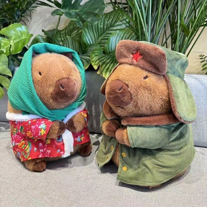 [Estoque pronto] Casaco militar capivara brinquedo de pelúcia jaqueta acolchoada boneca Ragdoll presente de aniversário