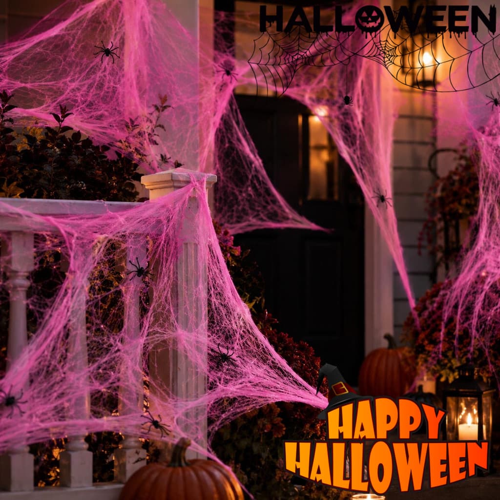 Doce Gótico Interior Ao Ar Livre Porta Mesa Layout Decorações De Cabine Fotográfica Teia De Aranha De Algodão Resistente