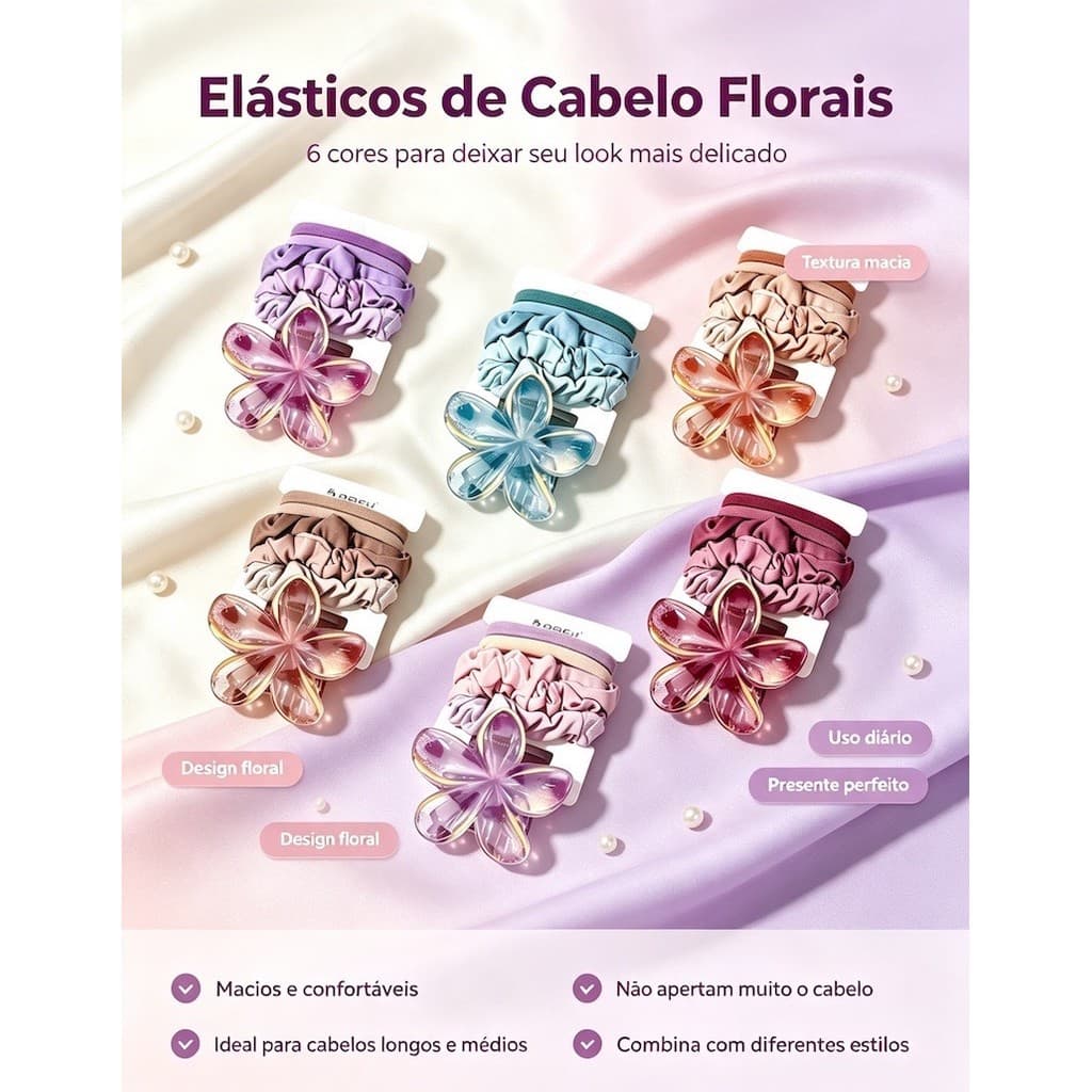 Kit de acessórios capilares estilo coreano doce, faixas de cabelo e elásticos em cores lisas