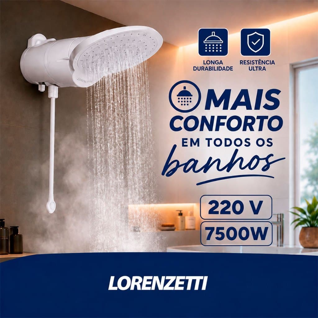 Chuveiro Lorenzetti Ducha Comfort Eletrônica Multitemperaturas Branco 220V - 7500W