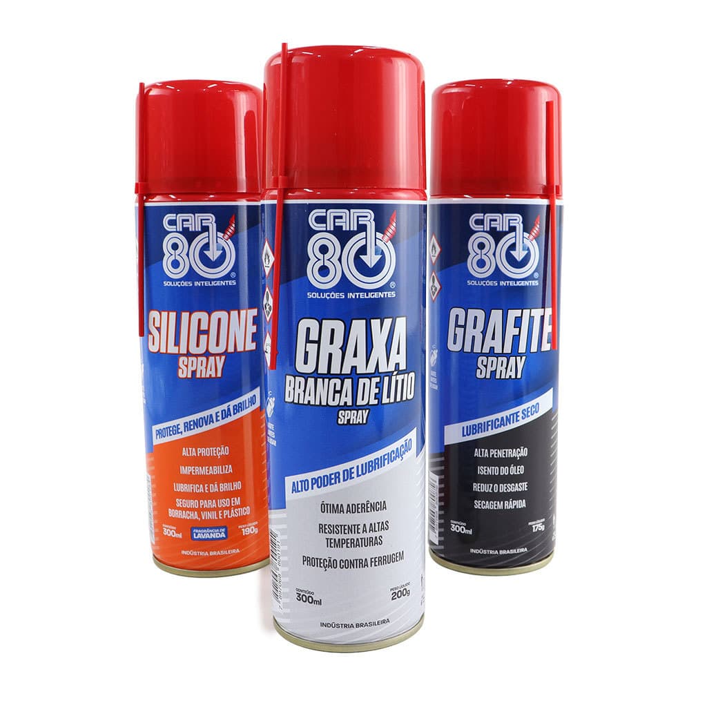 Kit Lubrificante Silicone Spray Graxa Branca Grafite Spray