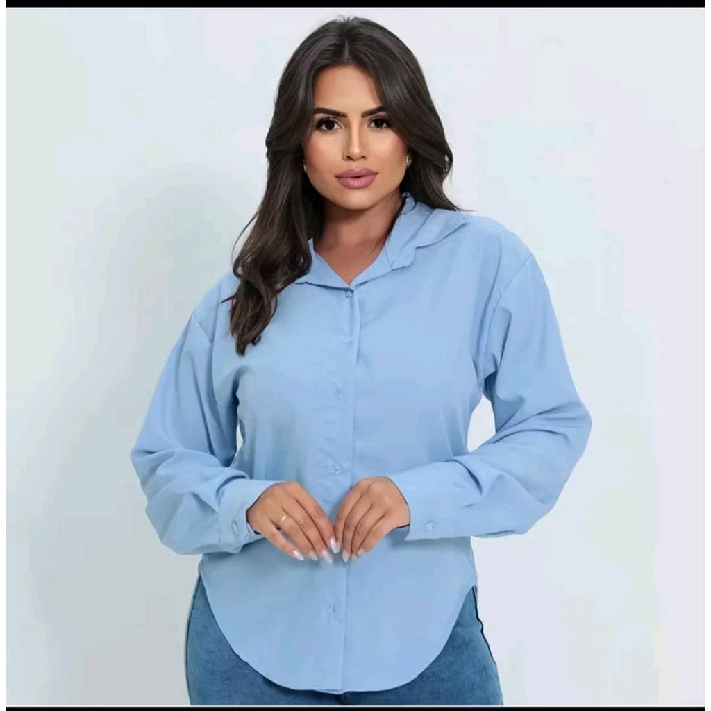 Camisa Social femenina Lisa  Manga Longa  Moda Top  ( M-G-GG)
