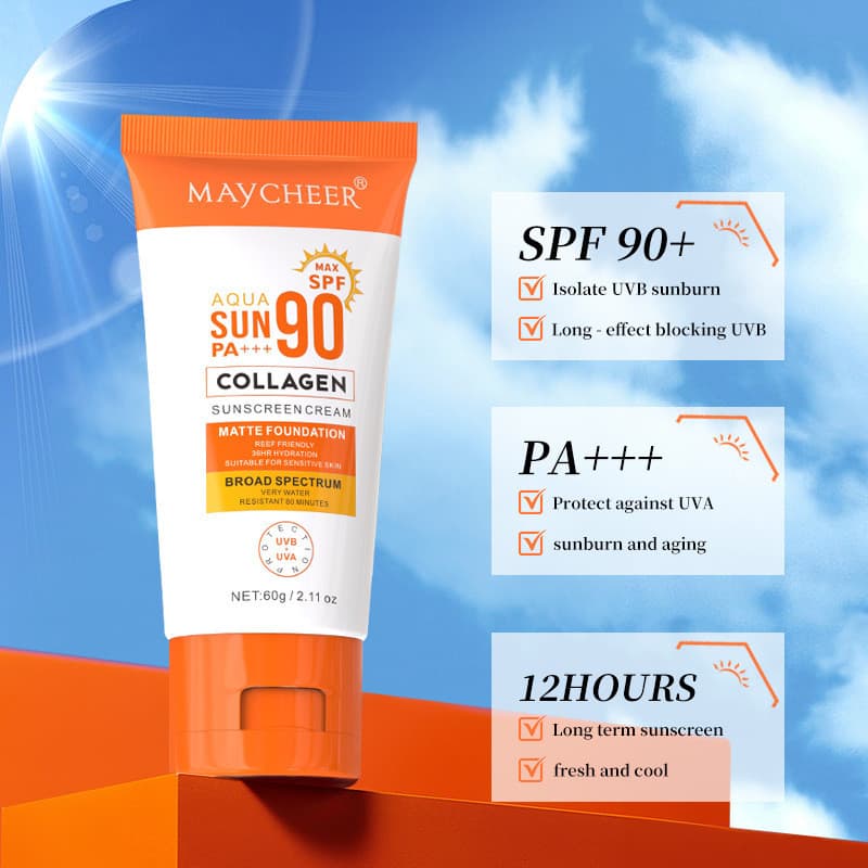 MAYCHEER Protetor Solar FPS90 + Verão Anti-Ultravioleta Isolamento Facial Loção Refrescante Não Gordurosa Venda Quente
