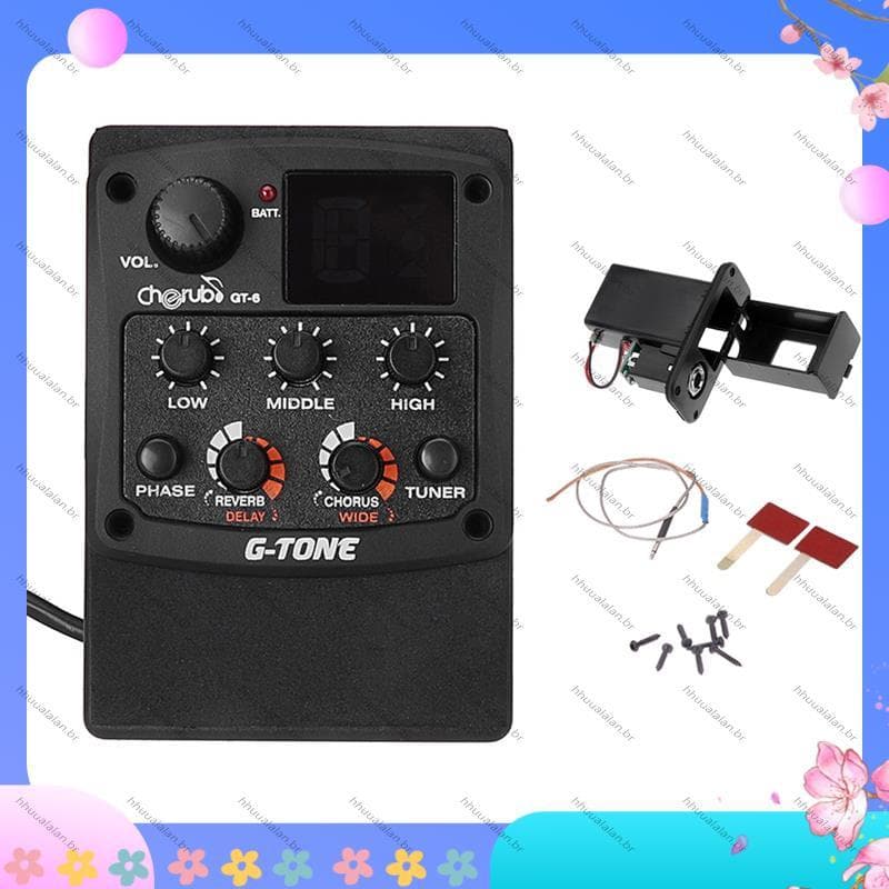 [Alta Qualidade H] G-Tone GT-6 Pré-Amplificador De Guitarra Acústica Piezo Pickup Equalizador EQ De 3 Bandas Sintonizado