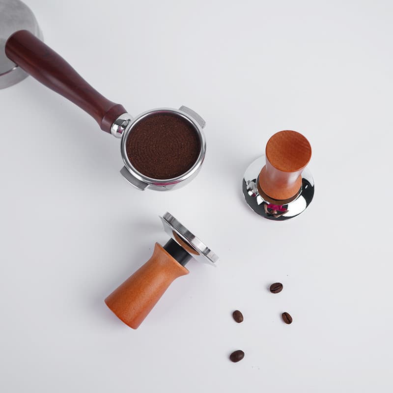 [Estoque pronto] 51/53/58mm Prensa de café em pó Martelo Cabo de madeira maciça Aço inoxidável Elástico Hengli Prensa em
