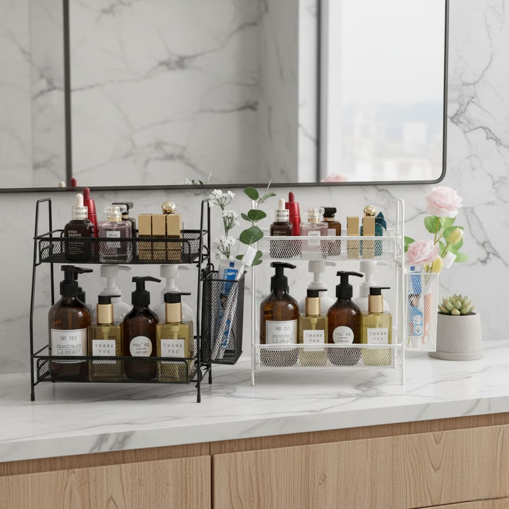 Organizador Aramado Multiuso Dois Niveis Design Moderno Pratico Branco